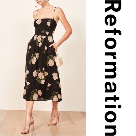 reformation rosehip fit & flare dress